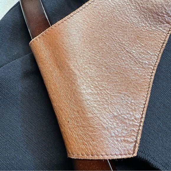 Ralph Lauren Collection Fall 12 Black Merino Wool Leather Trim Knit Sheath Dress - Picture 5 of 16